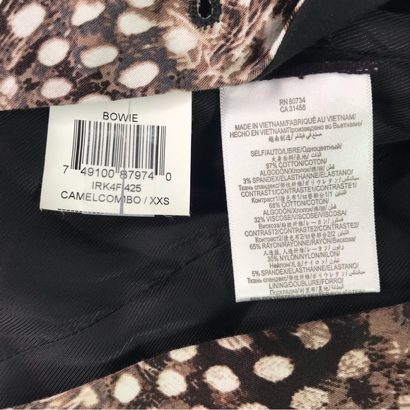 BCBGMaxAzria BOWIE Feather XXS Camel Combo Leopard print Tuxedo Blazer Jacket - Picture 15 of 16